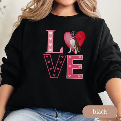 Boxer Love Square Sweatshirt, Crewneck Sweatshirt, Vintage Love Design, Gift for Dog Lovers, Cozy Unisex Pullover, Winter Fashion