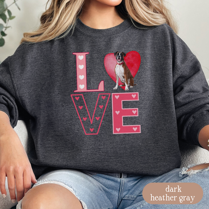 Boxer Love Square Sweatshirt, Crewneck Sweatshirt, Vintage Love Design, Gift for Dog Lovers, Cozy Unisex Pullover, Winter Fashion