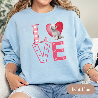 Bichon Frise Love Square Sweatshirt, Crewneck Sweatshirt, Vintage Love Design, Gift for Dog Lovers, Cozy Unisex Pullover, Winter Fashion