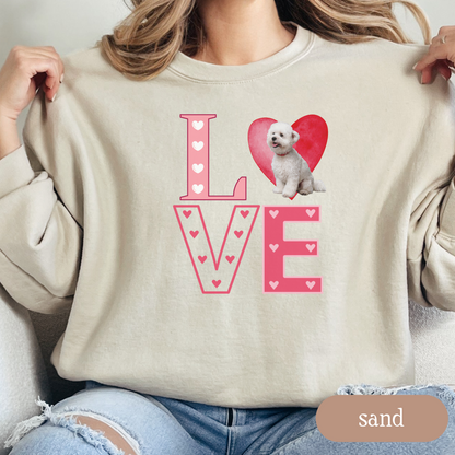 Bichon Frise Love Square Sweatshirt, Crewneck Sweatshirt, Vintage Love Design, Gift for Dog Lovers, Cozy Unisex Pullover, Winter Fashion