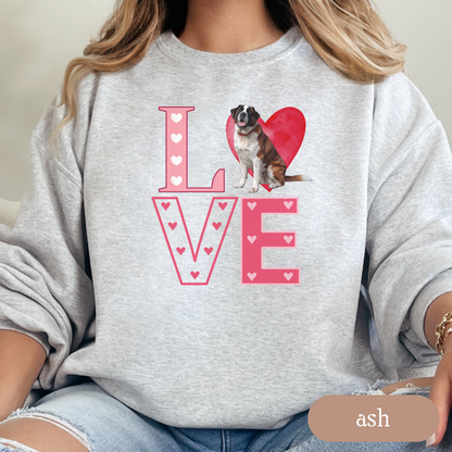 Saint Bernard Love Square Sweatshirt, Crewneck Sweatshirt, Vintage Love Design, Gift for Dog Lovers, Cozy Unisex Pullover, Winter Fashion