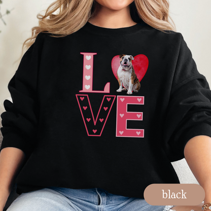 Bulldog Love Square Sweatshirt, Crewneck Sweatshirt, Vintage Love Design, Gift for Dog Lovers, Cozy Unisex Pullover, Winter Fashion