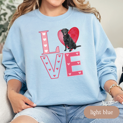 Black Lab Love Square Sweatshirt, Crewneck Sweatshirt, Vintage Love Design, Gift for Dog Lovers, Cozy Unisex Pullover, Winter Fashion