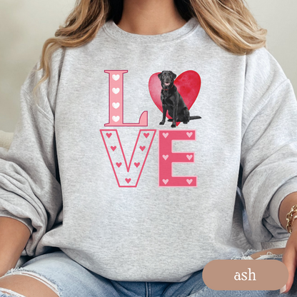 Black Lab Love Square Sweatshirt, Crewneck Sweatshirt, Vintage Love Design, Gift for Dog Lovers, Cozy Unisex Pullover, Winter Fashion