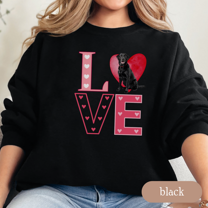 Black Lab Love Square Sweatshirt, Crewneck Sweatshirt, Vintage Love Design, Gift for Dog Lovers, Cozy Unisex Pullover, Winter Fashion