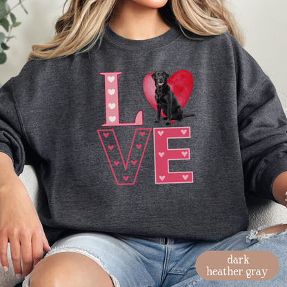 Black Lab Love Square Sweatshirt, Crewneck Sweatshirt, Vintage Love Design, Gift for Dog Lovers, Cozy Unisex Pullover, Winter Fashion