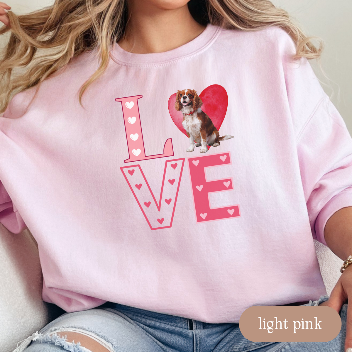 Cavalier King Charles Spaniel Love Square Sweatshirt, Crewneck Sweatshirt, Vintage Love Design, Gift for Dog Lovers, Cozy Unisex Pullover