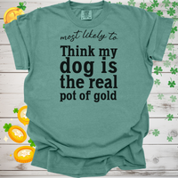 Load image into Gallery viewer, Most Likely to Think My Dog is the Real Pot of Gold Shirt, Funny St. Patrick’s Day Dog Lover Tee, Lucky Shamrock Pet Owner Gift
