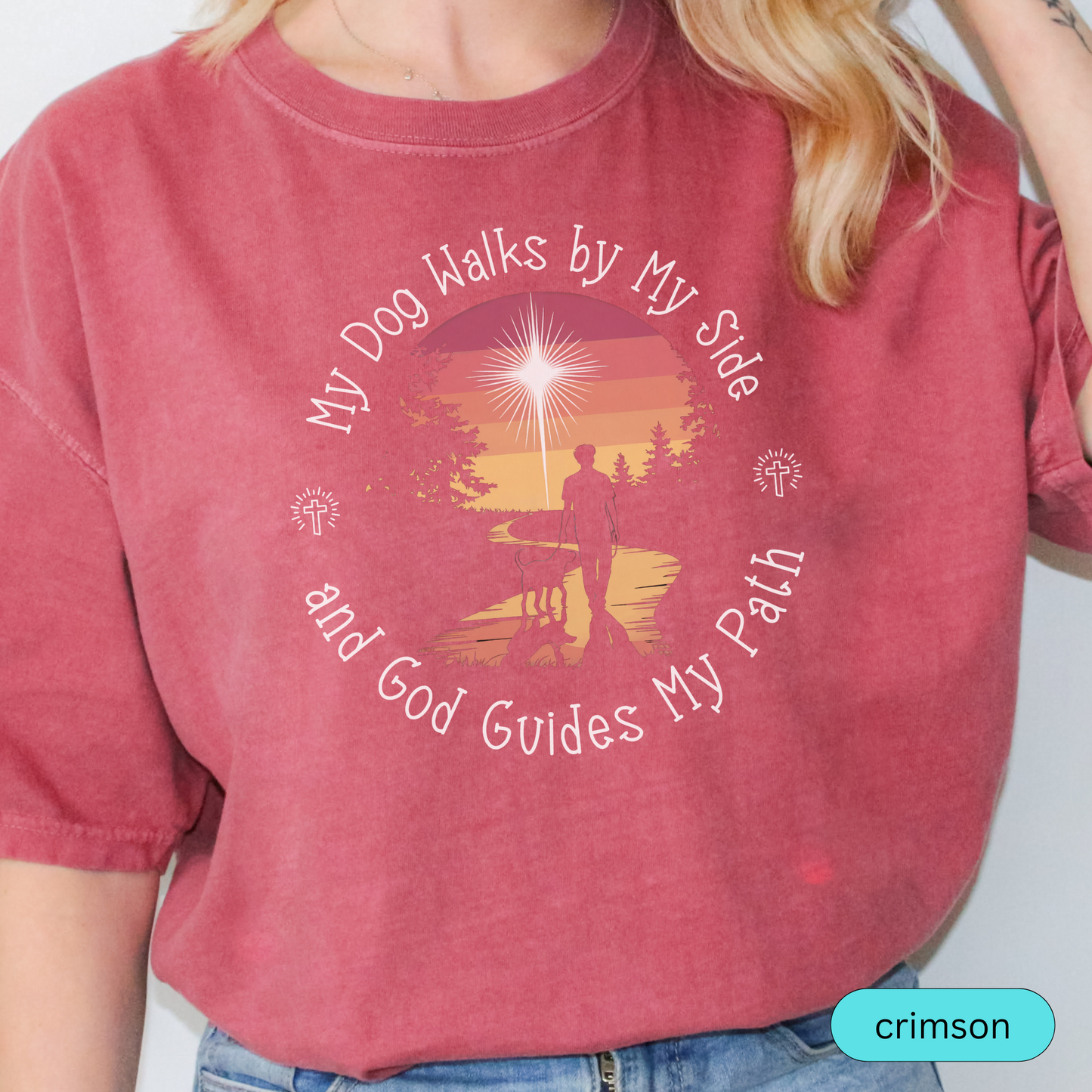 My Dog Walks by My Side and God Guides My Path Shirt, Christian Dog Lover Tee, Faith and Dog Mom Gift, Inspirational Pet Owner Shirt 🐾✝️
