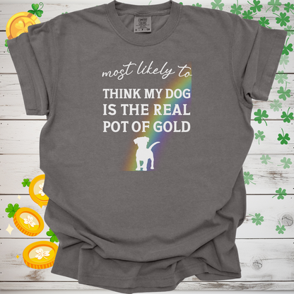 Most Likely to Think My Dog is the Real Pot of Gold Shirt, Funny St. Patrick’s Day Dog Lover Tee, Lucky Shamrock Pet Owner Gift 🍀🐶🌈