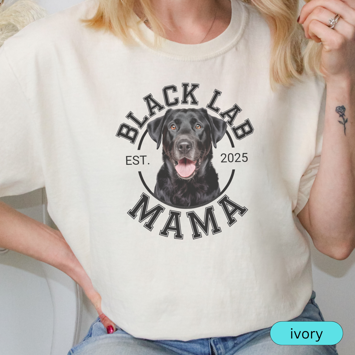 Black Lab Mama Shirt - Personalized Labrador Retriever Dog Mom Tee - Gift for Dog Lovers - Custom Pet Owner Shirt