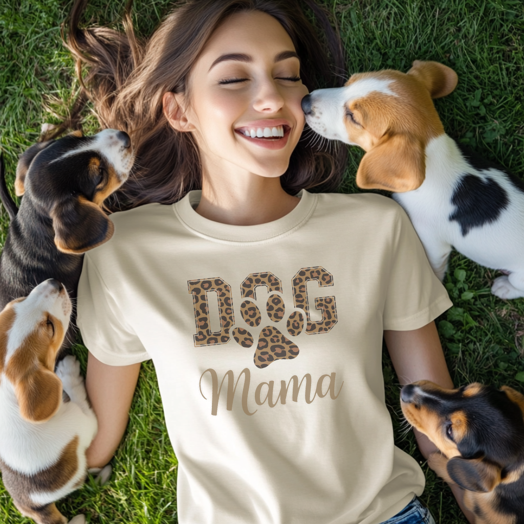 Leopard Print Dog Mama Shirt - Cute Dog Lover Tee - Pet Mom Gift - Trendy Animal Print Dog Mom Shirt - Dog Owner Apparel