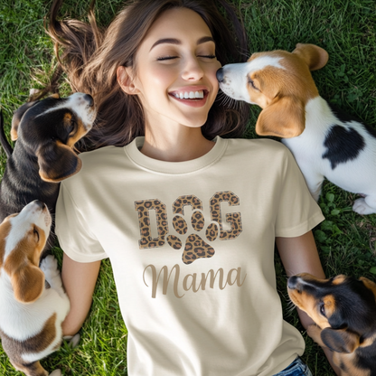 Leopard Print Dog Mama Shirt - Cute Dog Lover Tee - Pet Mom Gift - Trendy Animal Print Dog Mom Shirt - Dog Owner Apparel