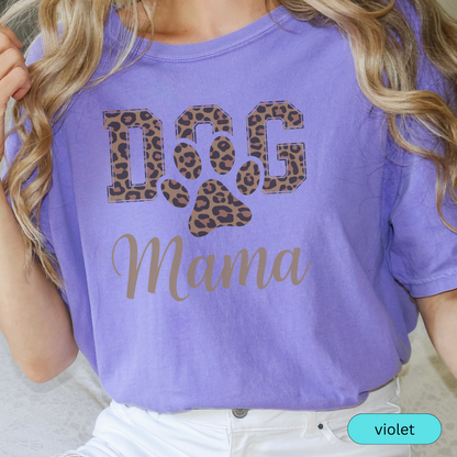 Leopard Print Dog Mama Shirt - Cute Dog Lover Tee - Pet Mom Gift - Trendy Animal Print Dog Mom Shirt - Dog Owner Apparel