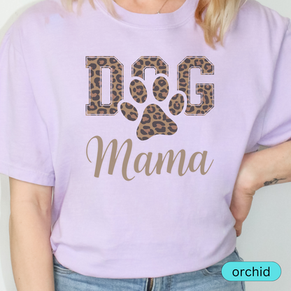 Leopard Print Dog Mama Shirt - Cute Dog Lover Tee - Pet Mom Gift - Trendy Animal Print Dog Mom Shirt - Dog Owner Apparel