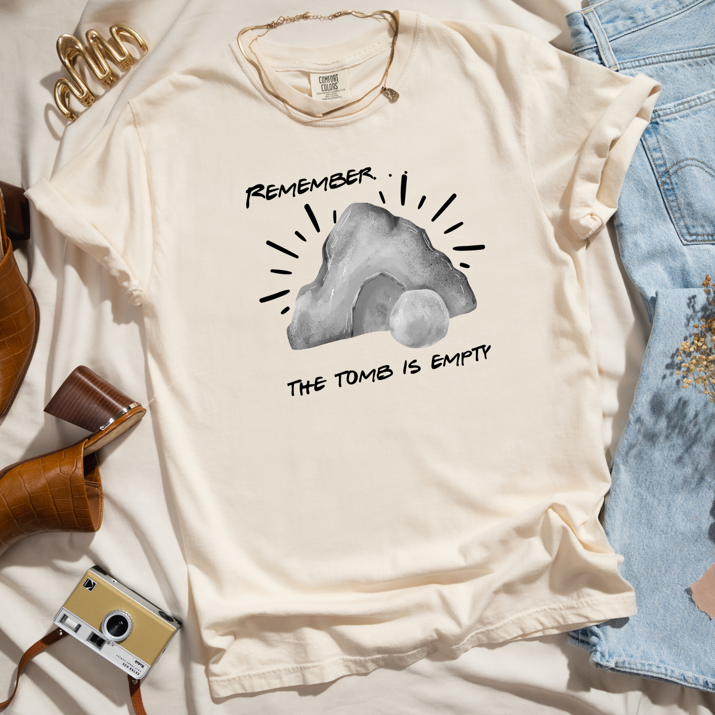 Remember The Tomb Is Empty Christian T-Shirt, Easter Resurrection Shirt, Faith-Based Religious Tee, Jesus Bible Verse Shirt