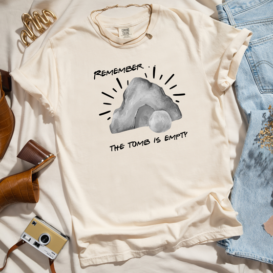 Remember The Tomb Is Empty Christian T-Shirt, Easter Resurrection Shirt, Faith-Based Religious Tee, Jesus Bible Verse Shirt