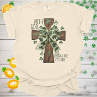 Load image into Gallery viewer, With God All Things Are Possible Christian T-Shirt, St. Patricks Day Faith Tee, Bible Verse Shirt, Irish Christian Apparel
