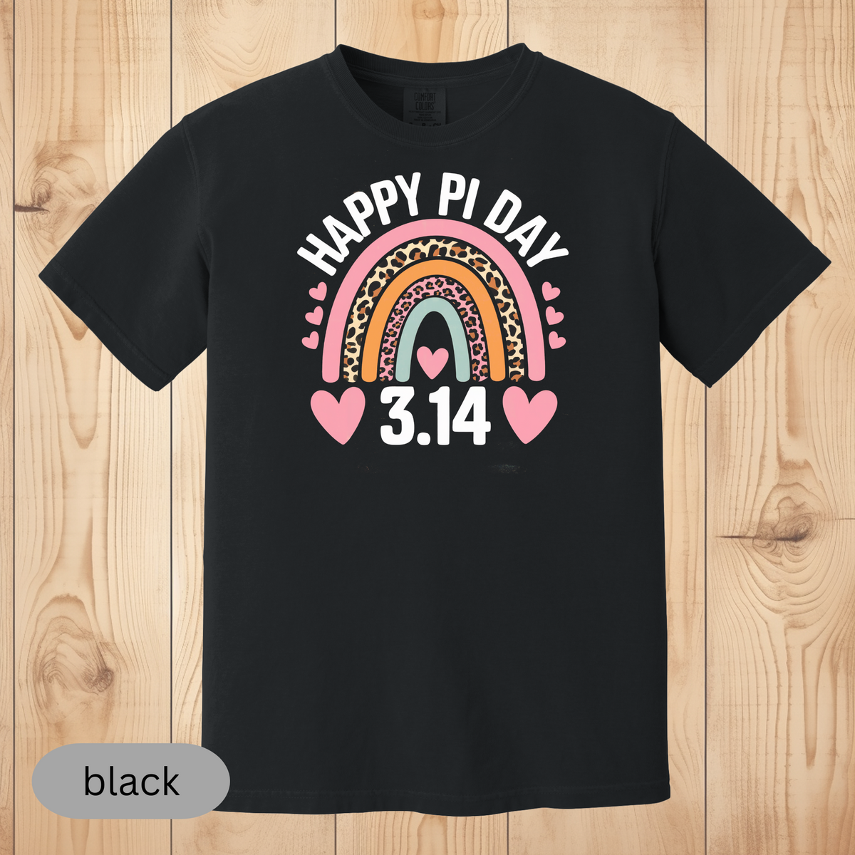 Happy Pi Day T-Shirt with Leopard Rainbow, Cute 3.14 Math Lover Tee, Fun Pi Day Shirt, Gift for Teachers & Students, PI Day Shirt