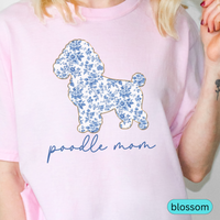 Load image into Gallery viewer, Poodle Mom Shirt, Cute Floral Toile Poodle Shirt, Dog Mom Gift, Poodle Lover Tee, Pastel Aesthetic Dog Shirt, Gift for Her, Chinoiserie Dog
