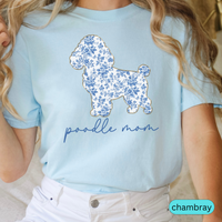 Load image into Gallery viewer, Poodle Mom Shirt, Cute Floral Toile Poodle Shirt, Dog Mom Gift, Poodle Lover Tee, Pastel Aesthetic Dog Shirt, Gift for Her, Chinoiserie Dog
