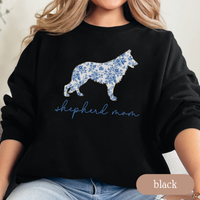 Load image into Gallery viewer, Shepherd Mom Chinoiserie Sweatshirt, Blue Floral Toilet German Shepherd Crewneck, Cozy Dog Mom Sweater, Shepherd Lover Gift, Dog Mom Apparel
