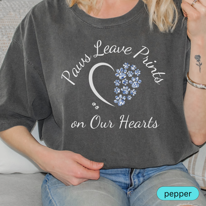 Paws Leave Prints on Our Hearts T-Shirt – Pet Memorial Shirt, Dog Mom Gift, Cat Lover Tee, Pet Loss Tribute, Animal Lover Apparel 🐾