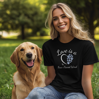Load image into Gallery viewer, Love is a Four-Pawed Word T-Shirt, Cute Dog Mom Chinoiserie Shirt, Cat Lover Gift, Pet Parent Toile Tee, Animal Lover Apparel, Fur Mama Shirt 🐾
