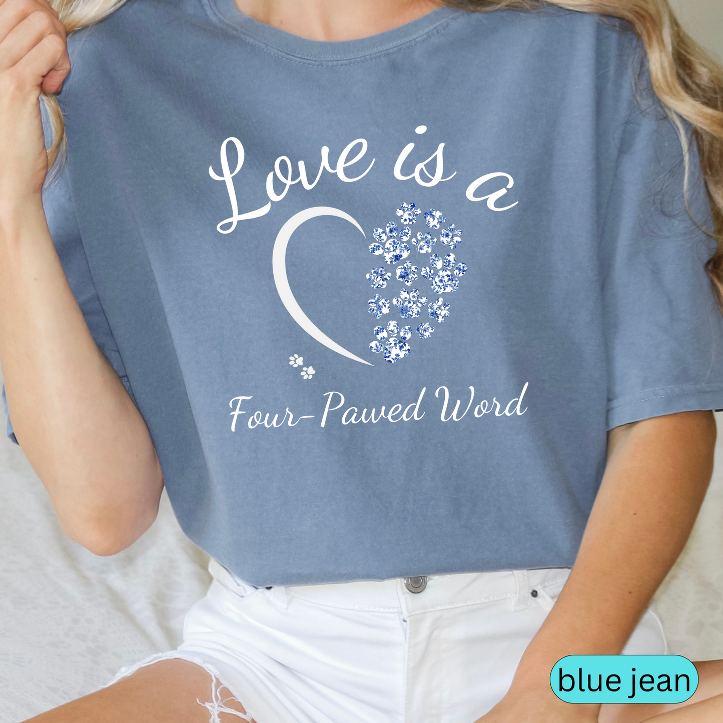 Love is a Four-Pawed Word T-Shirt, Cute Dog Mom Chinoiserie Shirt, Cat Lover Gift, Pet Parent Toile Tee, Animal Lover Apparel, Fur Mama Shirt 🐾