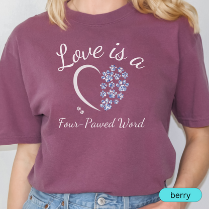 Love is a Four-Pawed Word T-Shirt, Cute Dog Mom Chinoiserie Shirt, Cat Lover Gift, Pet Parent Toile Tee, Animal Lover Apparel, Fur Mama Shirt 🐾