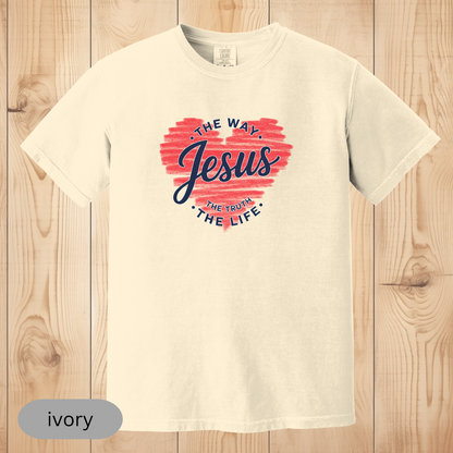 Jesus The Way The Truth The Life Christian T-Shirt, Faith-Based Bible Verse Shirt, Religious Gift for Believers, Comfort Colors Shirt