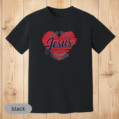 Jesus The Way The Truth The Life Christian T-Shirt, Faith-Based Bible Verse Shirt, Religious Gift for Believers, Comfort Colors Shirt