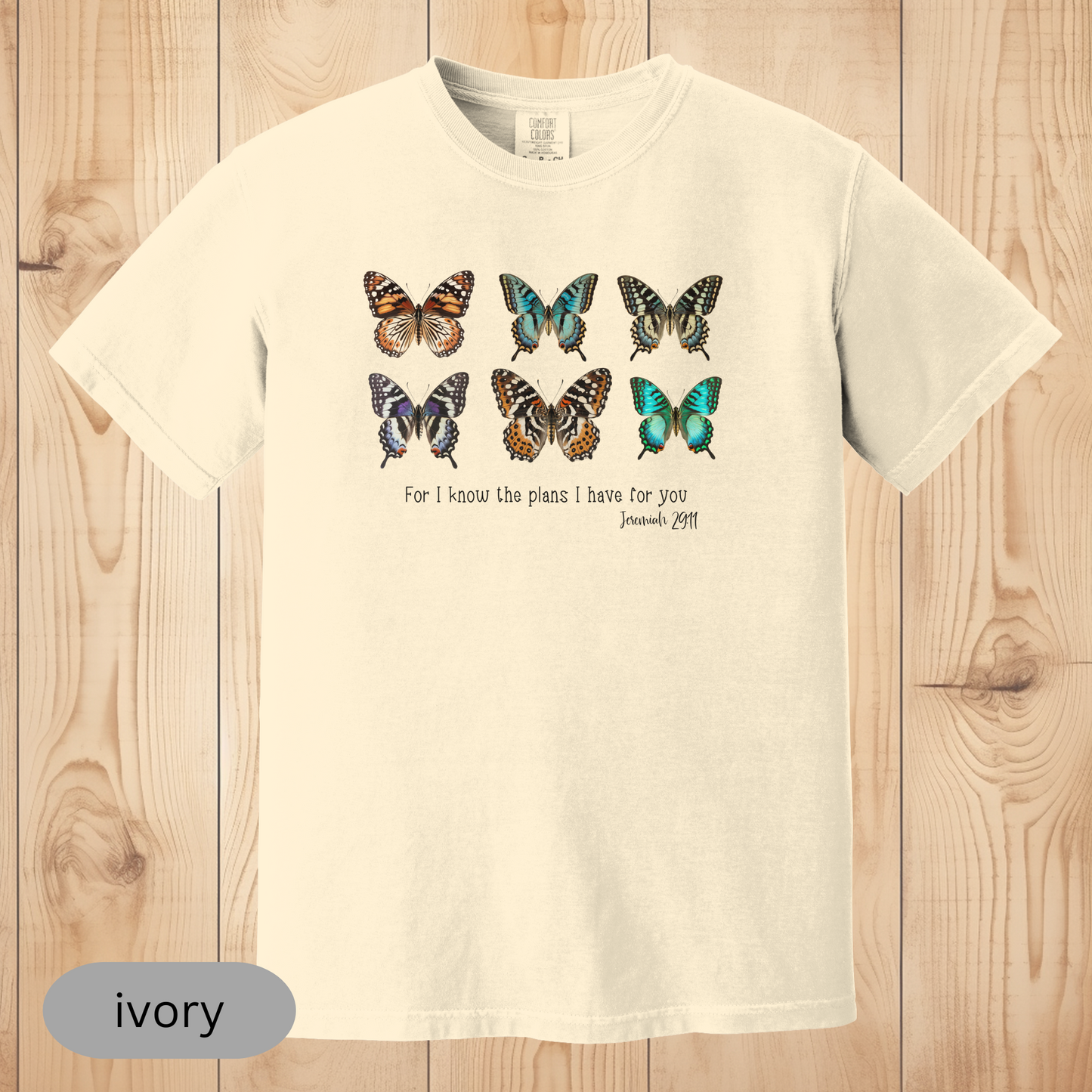 Jeremiah 29:11 Butterfly Christian T-Shirt, Faith-Based Bible Verse Tee, Inspirational Religious Gift for Women & Men, Comfort Colors Shirt