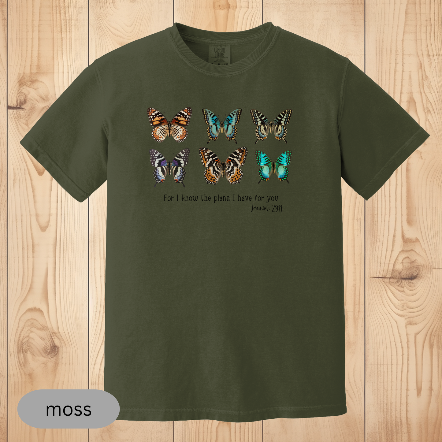 Jeremiah 29:11 Butterfly Christian T-Shirt, Faith-Based Bible Verse Tee, Inspirational Religious Gift for Women & Men, Comfort Colors Shirt