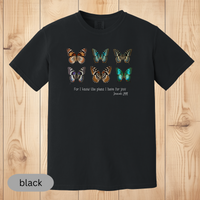 Load image into Gallery viewer, Jeremiah 29:11 Butterfly Christian T-Shirt, Faith-Based Bible Verse Tee, Inspirational Religious Gift for Women &amp; Men, Comfort Colors Shirt
