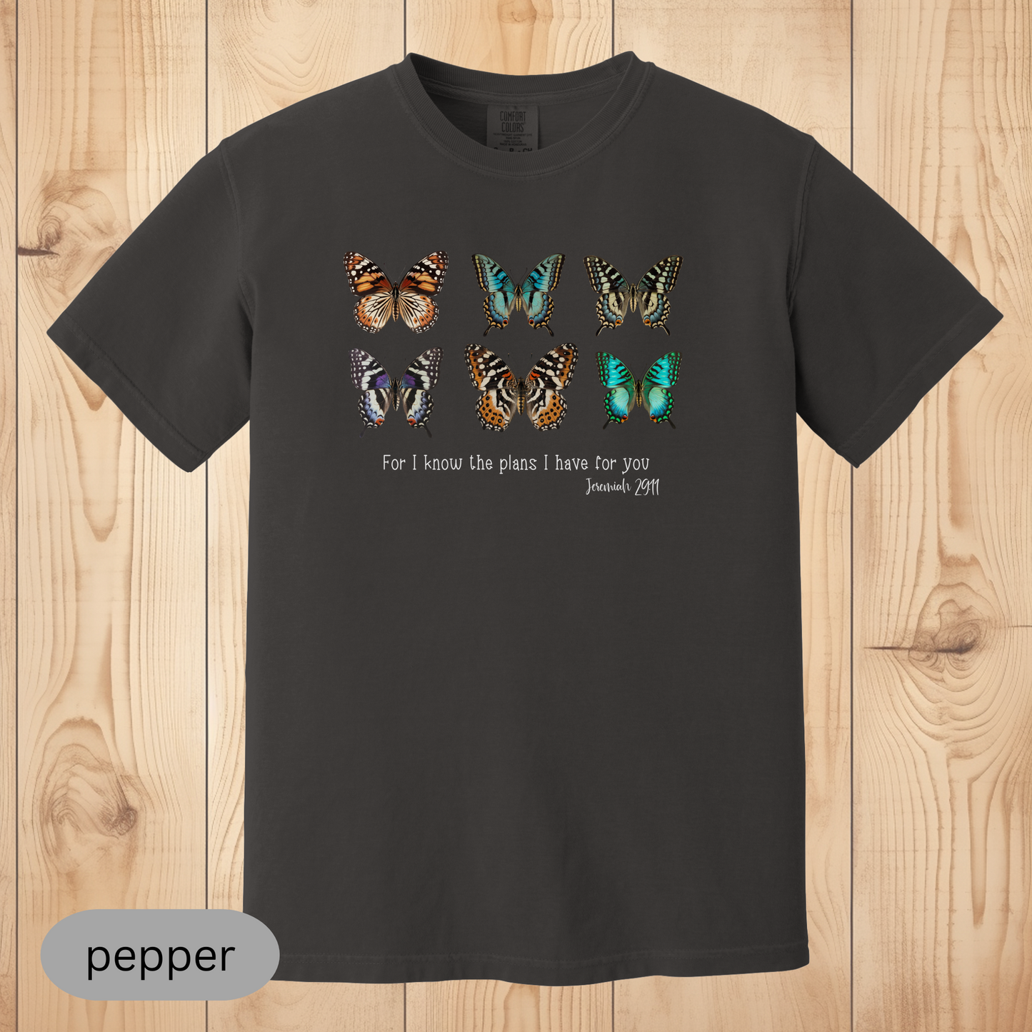 Jeremiah 29:11 Butterfly Christian T-Shirt, Faith-Based Bible Verse Tee, Inspirational Religious Gift for Women & Men, Comfort Colors Shirt