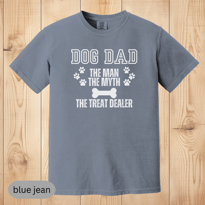 Dog Dad T-Shirt, The Man, The Myth, The Treat Dealer, Funny Dog Lover Gift for Men, Pet Owner Shirt, Dog Parent Tee