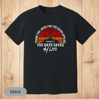 Load image into Gallery viewer, Christian T-Shirt, Thank You Jesus for the Blood Applied, Faith-Based Shirt, Bible Verse Ephesians 1:7, Religious Gift for Believers

