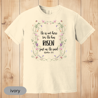 Load image into Gallery viewer, He Is Risen Floral Christian T-Shirt, Easter Bible Verse Shirt, Faith-Based Jesus Tee, Religious Gift for Women
