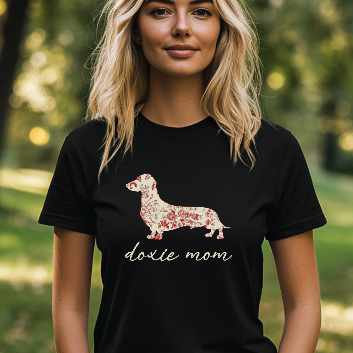 Doxie Mom T-Shirt, Floral Dachshund Shirt for Women, Cute Wiener Dog Tee, Sausage Dog Gift, Dog Lover Apparel