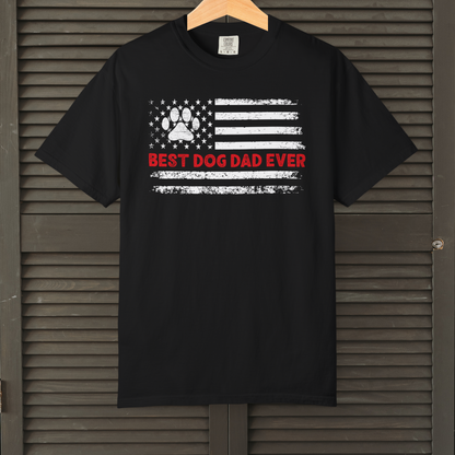 Best Dog Dad Ever Shirt Funny Patriotic Paw Print Tee for Proud Dog Lovers, Father's Day Gift from the Dog