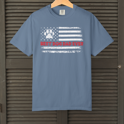 Best Dog Dad Ever Shirt Funny Patriotic Paw Print Tee for Proud Dog Lovers, Father's Day Gift from the Dog