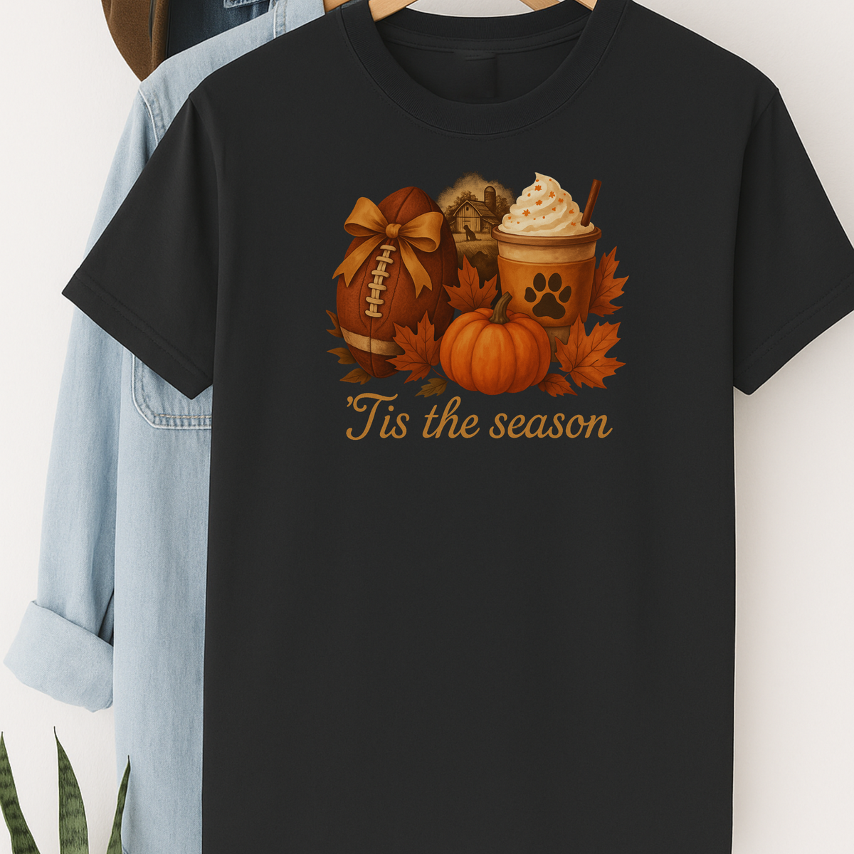 Pumpkin Spice Paw Print Football Top