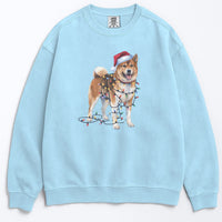 Load image into Gallery viewer, Christmas Akita Sweatshirt, Christmas Lights Dog
