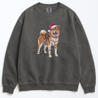Load image into Gallery viewer, Christmas Akita Sweatshirt, Christmas Lights Dog
