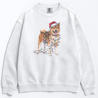 Load image into Gallery viewer, Christmas Akita Sweatshirt, Christmas Lights Dog
