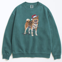 Load image into Gallery viewer, Christmas Akita Sweatshirt, Christmas Lights Dog

