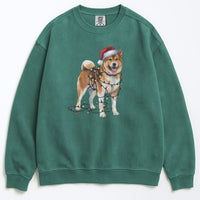 Load image into Gallery viewer, Christmas Akita Sweatshirt, Christmas Lights Dog
