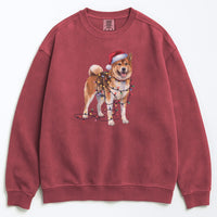 Load image into Gallery viewer, Christmas Akita Sweatshirt, Christmas Lights Dog
