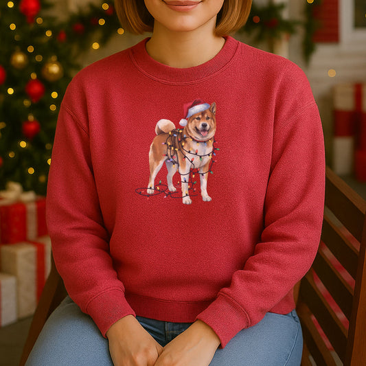 Christmas Akita Sweatshirt, Christmas Lights Dog